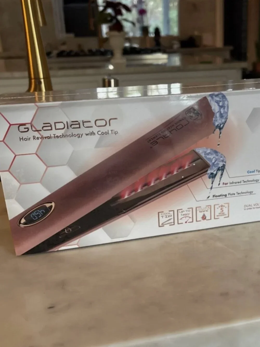 NEW Flat Iron Gladiator Genius Hair Straightener Cool Tip Rose Gold 1.25”